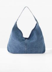 Torba shopper z denimu. Niebieskie shopper bag damskie bonprix, bez wzorów, z denimu, bez dodatków. Za 92.99 zł.