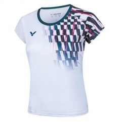 Koszulka treningowa damska Victor T-51001td A. Białe bluzki sportowe damskie VICTOR, l, z materiału, bez kołnierzyka, bez ramiączek. Za 177.00 zł.