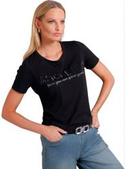 Heine Koszulka w kolorze czarnym rozmiar: 36. Czarne bluzki damskie Heine, z aplikacjami, bez kołnierzyka. Za 56.99 zł.