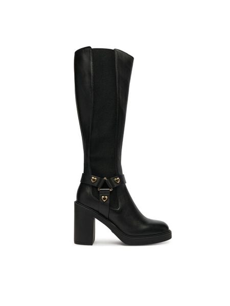 LOVE MOSCHINO Kozaki JA2608AG0NIA0000 Czarny. Czarne kozaki damskie Love Moschino, ze skóry, bez obcasa, na słupku. Za 1,589.00 zł.