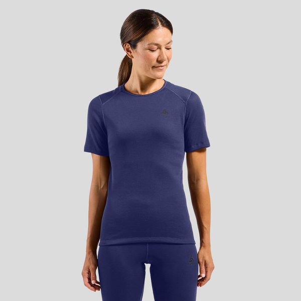 Bielizna termoaktywna z długim rękawem Odlo BL TOP crew neck s/s ACTIVE WARM. Niebieskia bielizna termoaktywna damska Odlo, s, z aplikacjami, z materiału. Za 249.99 zł.