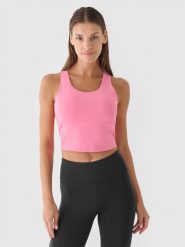 4F Crop top treningowy szybkoschnący damski - różowy XXL. Czerwone topy damskie 4f, xs, bez wzorów, z dzianiny, bez ramiączek. W wyprzedaży za 49.99 zł.