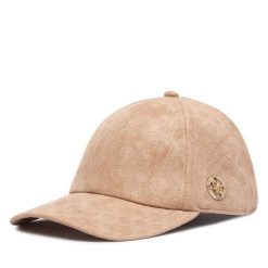 Czapka z daszkiem Guess. Brązowe czapki z daszkiem damskie Guess, z aplikacjami. Za 194.99 zł.