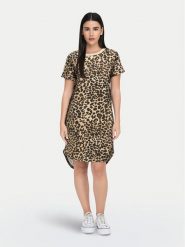 JDY Sukienka codzienna New Ivy 15298074 Brązowy Regular Fit. Brązowe sukienki damskie JDY, na co dzień, xs, bez wzorów, z bawełny, bez kołnierzyka, bez ramiączek, proste. Za 69.99 zł.