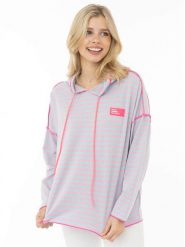 Zwillingsherz Bluza w kolorze błękitno-jasnoróżowym rozmiar: L/XL. Niebieskie bluzy z kapturem damskie Zwillingsherz, l. Za 169.95 zł.