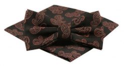 Mucha Męska z Poszetką Alties - Czarna z Wzorem Paisley. Czarne krawaty i muchy męskie Alties, bez wzorów, eleganckie. Za 54.00 zł.