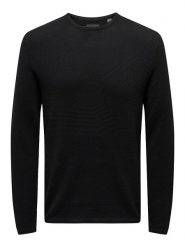 ONLY & SONS Sweter "Panter" w kolorze czarnym rozmiar: S. Czarne swetry męskie Only & Sons, s, bez wzorów, z bawełny, bez kołnierzyka. Za 83.42 zł.