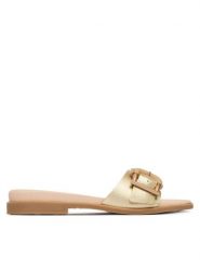 Hispanitas Klapki HV264816 C001 Złoty. Żółte klapki damskie Hispanitas, bez wzorów, ze skóry, bez obcasa. Za 479.99 zł.