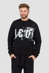 DSQUARED2 Czarna bluza Icon Splash Cool Fit Crewneck. Czarne bluzy bez kaptura męskie Dsquared2, l. W wyprzedaży za 1,199.99 zł.