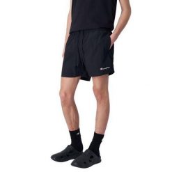 Męskie Krótkie Spodenki Kąpielowe Z Haftowanym Logo. Czarne kąpielówki męskie CHAMPION, m, bez wzorów, z materiału. Za 168.99 zł.