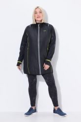Damskie Płaszcz funkcyjny 2w1 odpinane rękawy kieszenie na zamek błyskawiczny. Czarne płaszcze damskie Ulla Popken, plus size, bez wzorów, z elastanu, plus size. Za 343.99 zł.