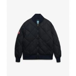 Kurtka puchowa Superdry Diamond. Niebieskie kurtki męskie Superdry., l, bez wzorów, z puchu, eleganckie, z kapturem. Za 617.75 zł.