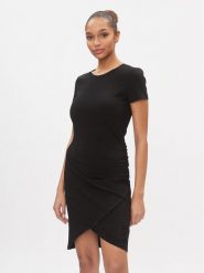 EA7 Emporio Armani Sukienka codzienna 3DTA62 TJ01Z 1200 Czarny Slim Fit. Czarne sukienki damskie EA7 Emporio Armani, na co dzień, xs, bez wzorów, z bawełny, bez kołnierzyka, bez ramiączek, proste. Za 389.99 zł.