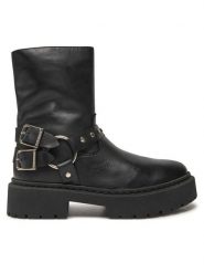Steve Madden Botki Zwart SM11003405 Czarny. Czarne botki damskie Steve Madden, ze skóry, bez obcasa, na płaskiej podeszwie, bez zapięcia. Za 659.99 zł.