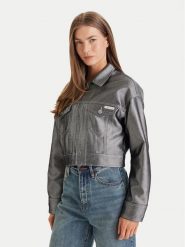 Calvin Klein Kurtka jeansowa LV047E715G Srebrny Relaxed Fit. Szare kurtki damskie CALVIN KLEIN, xs, bez wzorów, z jeansu, bez kaptura. Za 699.99 zł.