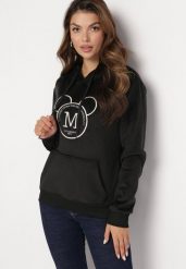 Czarna Ocieplana Bluza z Kapturem Needhi. Czarne bluzy z kapturem damskie Born2be, l, z tkaniny. Za 99.99 zł.