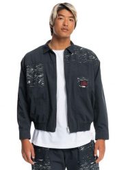 Kurtka wiatrówka męska Quiksilver x Stranger Things Mens Upside Down. Szare kurtki męskie Quiksilver, l, bez wzorów, z bawełny, retro, bez kaptura. Za 258.49 zł.