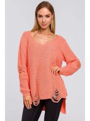 Made of emotion Sweter w kolorze koralowym rozmiar: onesize. Czerwone swetry klasyczne damskie Made Of Emotion, ze splotem, bez kołnierzyka. Za 57.47 zł.