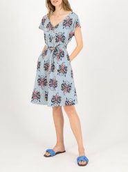 Blutsgeschwister Sukienka "True Love Hourglass" w kolorze błękitnym ze wzorem rozmiar: L. Niebieskie sukienki damskie Blutsgeschwister, l, bez wzorów, z bawełny, bez kołnierzyka, bez ramiączek, mini, rozkloszowane. Za 192.79 zł.