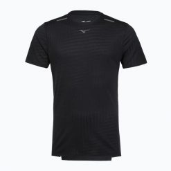 Koszulka do biegania męska Mizuno Tech Light Tee. Czarne t-shirty sportowe męskie Mizuno, m, z materiału, bez ramiączek, do biegania. Za 209.99 zł.