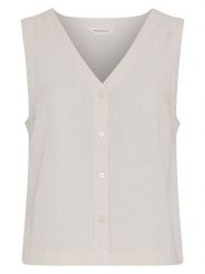 MOSS COPENHAGEN Bluzka w kolorze beżowym rozmiar: L. Brązowe bluzki damskie MOSS COPENHAGEN, l, bez wzorów, bez kołnierzyka, bez ramiączek. Za 144.95 zł.