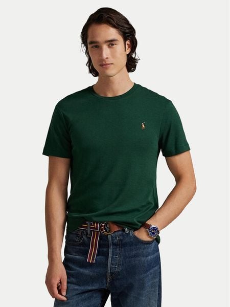 Polo Ralph Lauren T-Shirt 710740727099 Zielony Custom Slim Fit. Zielone koszulki polo męskie Polo Ralph Lauren, m, bez wzorów, z bawełny, bez ramiączek. Za 349.99 zł.