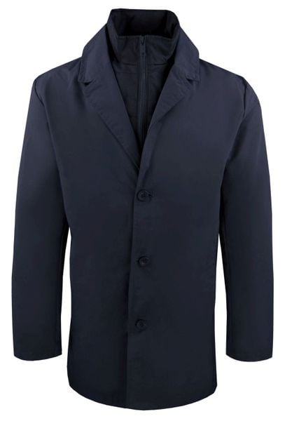 Krótki, Męski Płaszcz Przejściowy z Wysokim Kołnierzem - Brave Soul - Granatowy. Niebieskie płaszcze męskie Brave Soul, na jesień, l, bez wzorów, z poliesteru. Za 285.00 zł.