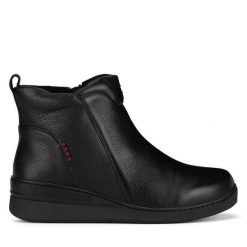 Botki Go Soft. Czarne botki damskie GO SOFT, bez obcasa, na koturnie, bez zapięcia. Za 249.99 zł.