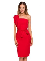 Made of emotion Sukienka w kolorze czerwonym rozmiar: M. Czerwone sukienki damskie Made Of Emotion, m, bez wzorów, bez kołnierzyka, bez ramiączek, midi. Za 165.71 zł.