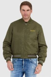 KENZO Zielona kurtka bomberka męska z żółtym logo. Zielone kurtki męskie Kenzo, l, bez wzorów, bez kaptura. W wyprzedaży za 1,759.99 zł.