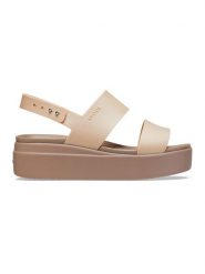 Crocs Sandały "Brooklyn" w kolorze beżowym rozmiar: 41/42. Brązowe sandały damskie Crocs, bez wzorów, bez obcasa, na koturnie. Za 114.17 zł.