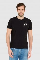 LA MARTINA Czarny męski t-shirt Regular Fit. Czarne t-shirty męskie La Martina, m, bez wzorów, bez kołnierzyka. W wyprzedaży za 149.99 zł.