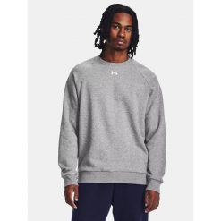 Bluza fitness męska UNDER ARMOUR Rival Fleece Crew. Zielone bluzy bez kaptura męskie Under Armour, bez wzorów, bez kołnierzyka, bez ramiączek. Za 170.20 zł.