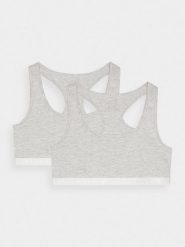 4F Biustonosz bawełniany na co dzień (2-pack) damski - szary M. Szare biustonosze sportowe damskie 4f, bez wzorów, z bawełny. W wyprzedaży za 39.99 zł.