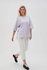 Bluza oversize fioletowa. Fioletowe bluzy bez kaptura damskie MOODO, l, z bawełny. W wyprzedaży za 49.99 zł.