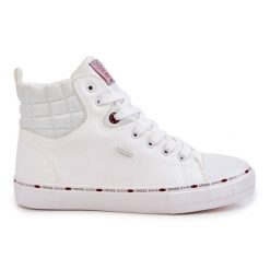 Trampki Męskie Wysokie Ocieplone Cross Jeans KK1R4056C Białe. Białe trampki i tenisówki męskie z aplikacjami, z jeansu, bez zapięcia. Za 282.24 zł.
