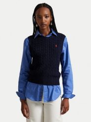 Polo Ralph Lauren Sweter 211971882501 Granatowy Slim Fit. Niebieskie swetry klasyczne damskie Polo Ralph Lauren, xs, z bawełny, bez kołnierzyka. Za 729.99 zł.