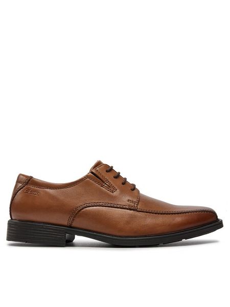 Clarks Półbuty Tilden Walk 261300957 Brązowy. Brązowe buty wizytowe męskie Clarks, ze skóry, bez zapięcia. Za 229.99 zł.