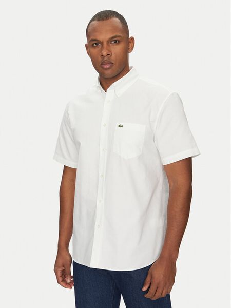 Lacoste Koszula CH1917 Biały Regular Fit. Białe koszule męskie Lacoste, m, bez wzorów, z bawełny, bez kołnierzyka, bez ramiączek. Za 469.99 zł.