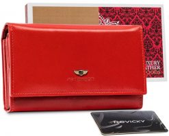 Portfel skórzany Peterson [DH] PTN 438 2-3-1-5989 R czerwony. Czerwone portfele damskie Peterson, bez wzorów, ze skóry. Za 123.00 zł.