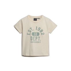 Dopasowana koszulka z motywem dla kobiet Superdry Athletic. Białe bluzki damskie Superdry., bez wzorów, bez kołnierzyka, bez ramiączek. W wyprzedaży za 125.90 zł.