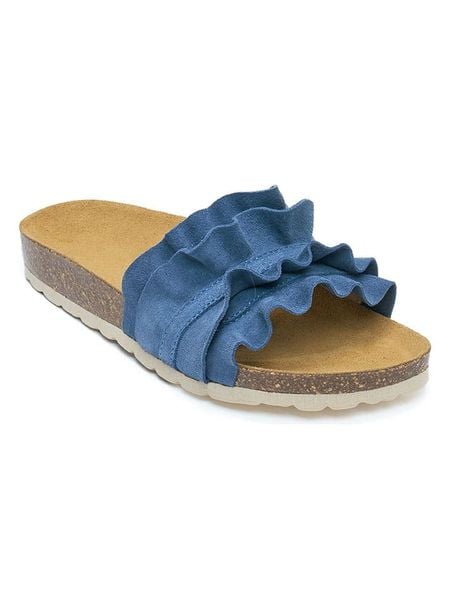 Mandel Skórzane klapki w kolorze niebieskim rozmiar: 37. Niebieskie klapki damskie Mandel, bez wzorów, bez obcasa. Za 145.26 zł.