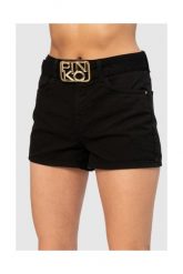 PINKO Czarne, jeansowe szorty damskie. Czarne szorty damskie Pinko, bez wzorów, z jeansu. W wyprzedaży za 399.99 zł.