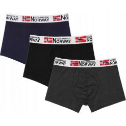 Bokserki dla mężczyzn Geographical Norway 3-pak. Czarne bokserki męskie Geographical Norway, bez wzorów, z bawełny. W wyprzedaży za 59.99 zł.