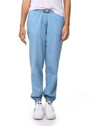 Spodnie dresowe na co dzień na siłownię. Niebieskie spodnie sportowe damskie LEONE 1947 APPAREL, l, z denimu, na fitness i siłownię. Za 147.31 zł.