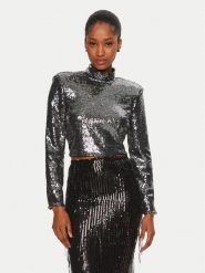 Rinascimento Bluzka CFC0019736002 Srebrny Regular Fit. Szare bluzki damskie RINASCIMENTO, s, bez wzorów, z syntetyku, bez ramiączek. Za 359.99 zł.