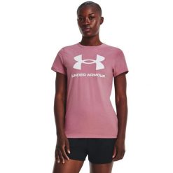Koszulka damska z krótkimi rękawami UA Rival Logo Under Armour 1356305. Czerwone bluzki damskie Under Armour, bez kołnierzyka, bez ramiączek. Za 99.99 zł.