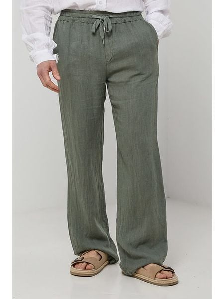 Rodier Lin Lniane spodnie w kolorze khaki rozmiar: M/L. Brązowe spodnie materiałowe męskie Rodier Lin, bez wzorów, ze lnu. Za 126.75 zł.