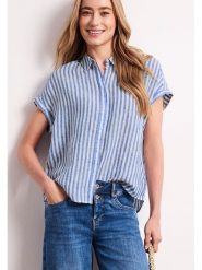 Street One Koszula w kolorze biało-niebieskim rozmiar: 42. Białe koszule damskie Street One, bez wzorów, ze lnu, street, bez kołnierzyka, bez ramiączek. Za 144.95 zł.