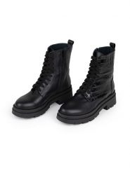 Anna Morellini Skórzane botki "Eliolia" w kolorze czarnym rozmiar: 38. Czarne botki damskie Anna Morellini, ze skóry, bez obcasa, bez zapięcia. Za 293.59 zł.